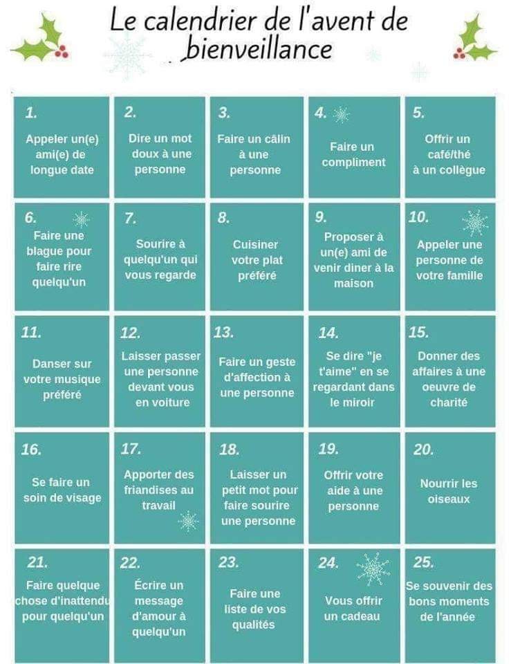 calendrier de l'avent gratitude